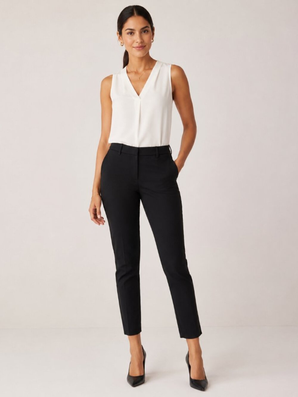 Express Editor Black Straight Leg Dress Pants Size 6R Work Trousers